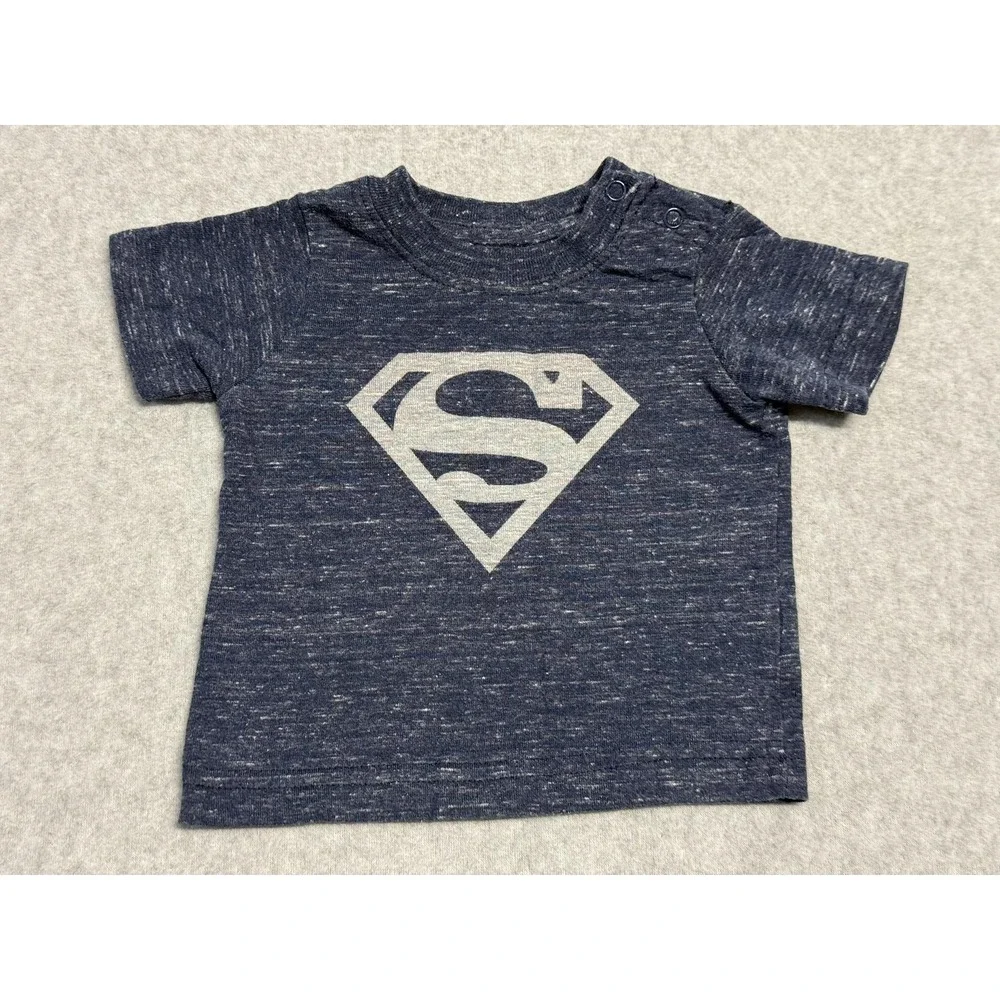 Superman Shirt Infant 0-3‎ Months Blue Heather Logo Short Sleeve DC Comics